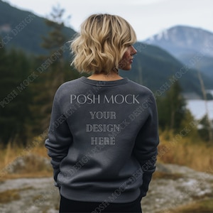 Mocku p Lane Seven Mockup Lane Seven Charcoal Heather Sweatshirt Mockup Artful Mockup LS14004 Charcoal Heather Sweater Sweatshirt Back Mock