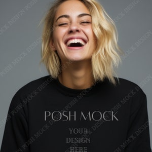 Gildan 18000 Black Mockup | Black Gildan Sweatshirt Mockup | Sweatshirt Model Mockup | Simple Mockup | Gildan Oversized Crewneck Mockups