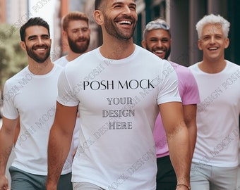 Pride White Bella Canvas 3001 Mockup, White Bella Canvas Mockup, Unisex Shirt Mockup, Pride Month Mockup, Gay Pride Model Mockup 3001, Tee