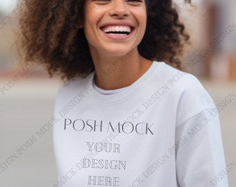 Gildan 18000 Mockup | Gildan White Sweatshirt Mockup | Gildan Model Mockup | Fall Mockup | Winter mockup | Gildan Oversized Crewneck Mockup