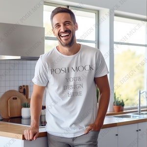 White Bella Canvas 3001 Mockup, White Unisex T-shirt Mock Up, T-Shirt Mockup, Male T-shirt Mock up, Tshirt Mockup, Male Model, Mens Shirt