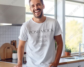 White Bella Canvas 3001 Mockup, White Unisex T-shirt Mock Up, T-Shirt Mockup, Male T-shirt Mock up, Tshirt Mockup, Male Model, Mens Shirt