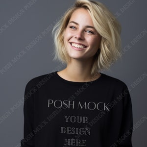 Gildan 18000 Black Mockup | Black Gildan Sweatshirt Mockup | Sweatshirt Model Mockup | Simple Mockup | Gildan Oversized Crewneck Mockups