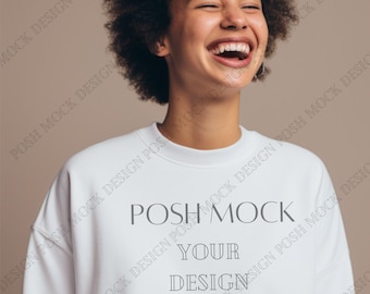 Gildan 18000 Mockup City | Gildan White Sweatshirt Mockup | Sweatshirt Model Mockup | Simple Mockup | White Gildan Oversized Crewneck Mockup