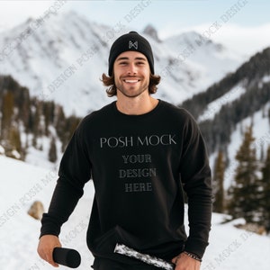 Gildan 18000 zwart model | Zwart Gildan Sweatshirt Mockup | Sweatshirt Model Mockup | Wintermodel | Herfstmodel | Gildan hockeymodel