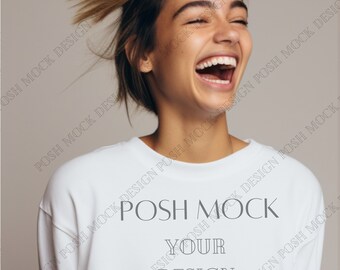 Gildan 18000 Mockup City | Gildan White Sweatshirt Mockup | Sweatshirt Model Mockup | Simple Mockup | White Gildan Oversized Crewneck Mockup