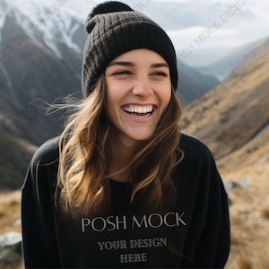 Gildan 18000 Mockup Black | Gildan Black Sweatshirt Mockup | Sweatshirt Model Mockup | Simple Mockup | Black Gildan Oversized Crewneck Mock
