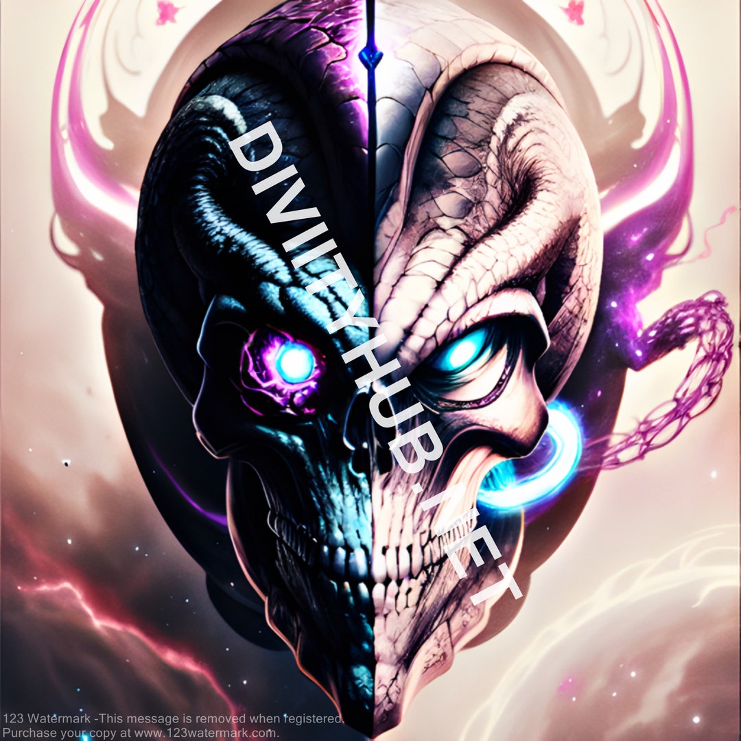 Alien Human Skull Fusion Art Print: Cosmic Surrealism (digital Download ...