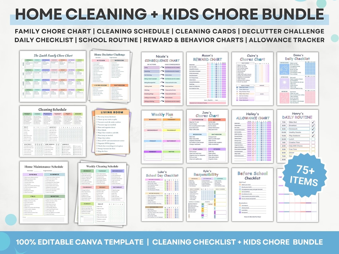 cleaning-checklist-bundle-editable-kids-chore-chart-household-cleaning-schedule-adhd-cleaning-planner-diy-adult-family-cleaning-template-etsy