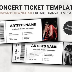 Bearbeitbare Konzertticket Vorlage, DIY Event Ticket, benutzerdefiniertes Konzertticket Geschenk, Überraschung druckbare Konzerttickets Geschenkidee, Canva Template