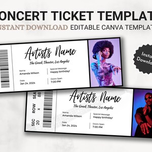 Bearbeitbare Konzertticket Vorlage, DIY Event Ticket, benutzerdefiniertes Konzertticket Geschenk, Überraschung druckbare Konzerttickets Geschenkidee, Canva Template