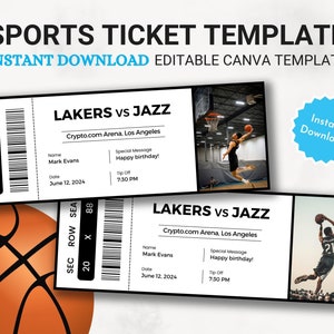 Bearbeitbare Sportticket-Vorlage, DIY Sportticket, benutzerdefiniertes Sportticket-Geschenk, druckbare Überraschungs-Sportticket-Geschenkidee, Canva-Vorlage