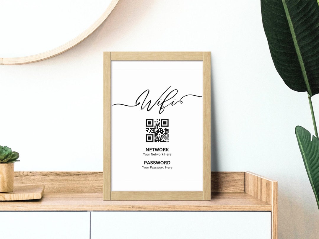 Wifi QR Code Sign, Printable Wifi Sign, Editable Wifi Password Sign ...