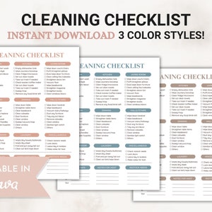 Editable Cleaning List, Cleaning Checklist Airbnb, Vacation Rental Cleaning Template, Housekeeping Routine, Cleaning List Printable Canva