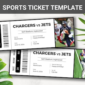 Editable Sports Ticket Template, DIY Sporting Ticket, Custom Sports Ticket Gift, Surprise Printable Sport Tickets Gift Idea, Canva Template image 1