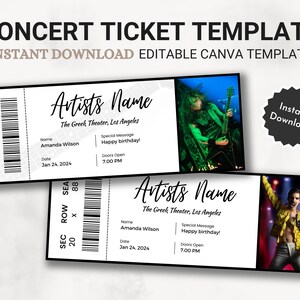 Bearbeitbare Konzertticket Vorlage, DIY Event Ticket, benutzerdefiniertes Konzertticket Geschenk, Überraschung druckbare Konzerttickets Geschenkidee, Canva Template