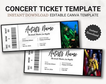 Printable Concert Ticket Template Surprise Concert Gift - Etsy
