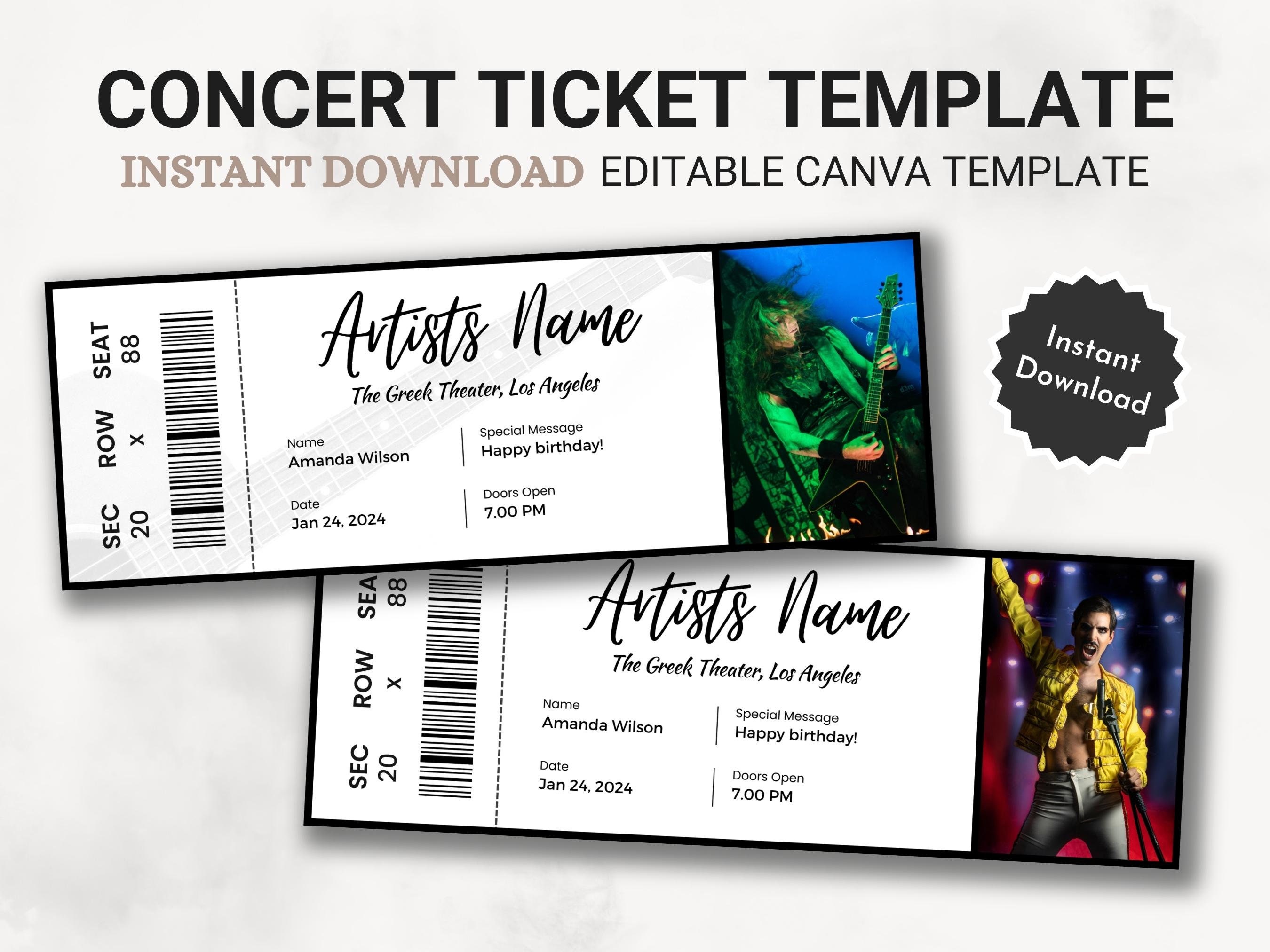 Editable Concert Ticket Template DIY Event Ticket Custom Etsy Australia Editable Concert Ticket Template DIY Event Ticket Custom Etsy Australia