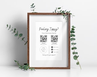 Druckbares virtuelles Trinkgeldglas, Venmo Zahlungszeichen, Cashapp QR Code Zeichen Vorlage, bearbeitbares Trinkgeld Zeichen Canva Vorlage, Sofortiger Download