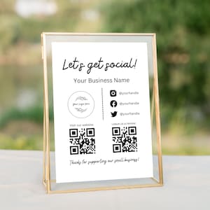 Editable Social Media Sign Template, DIY Follow Us On Social Media, Small Business Sign, Printable Social Media Business Sign Canva Template