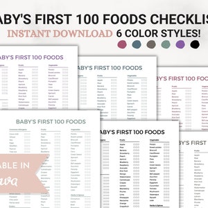 Babyvoeding tracker afdrukbaar, baby's eerste voedsel checklist, vaste stoffen tracker, babyvoeding log, baby's voedsellijst, babyvoeding dagboek, Canva-sjabloon
