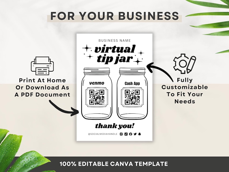 Printable Virtual Tip Jar Venmo Payment Sign QR Code Sign - Etsy