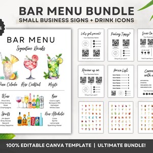 Bar Menu Sign Wedding Template Editable Bar Menu Wedding Drink Menu Sign DIY Bar Menu Signature Drink Sign Printable Signature Cocktail Sign
