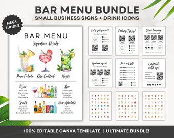 Bar Menu Sign Wedding Template Editable Bar Menu Wedding Drink Menu Sign DIY Bar Menu Signature Drink Sign Printable Signature Cocktail Sign