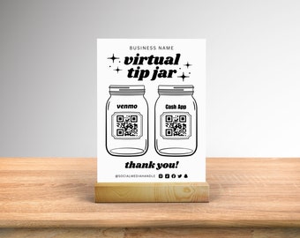 QR Code Payment Sign, Small Business Tips Sign, DIY Virtual Tip Jar Sign Template, Salon Sign, Venmo Sign, Scan to Pay Sign, Canva Template