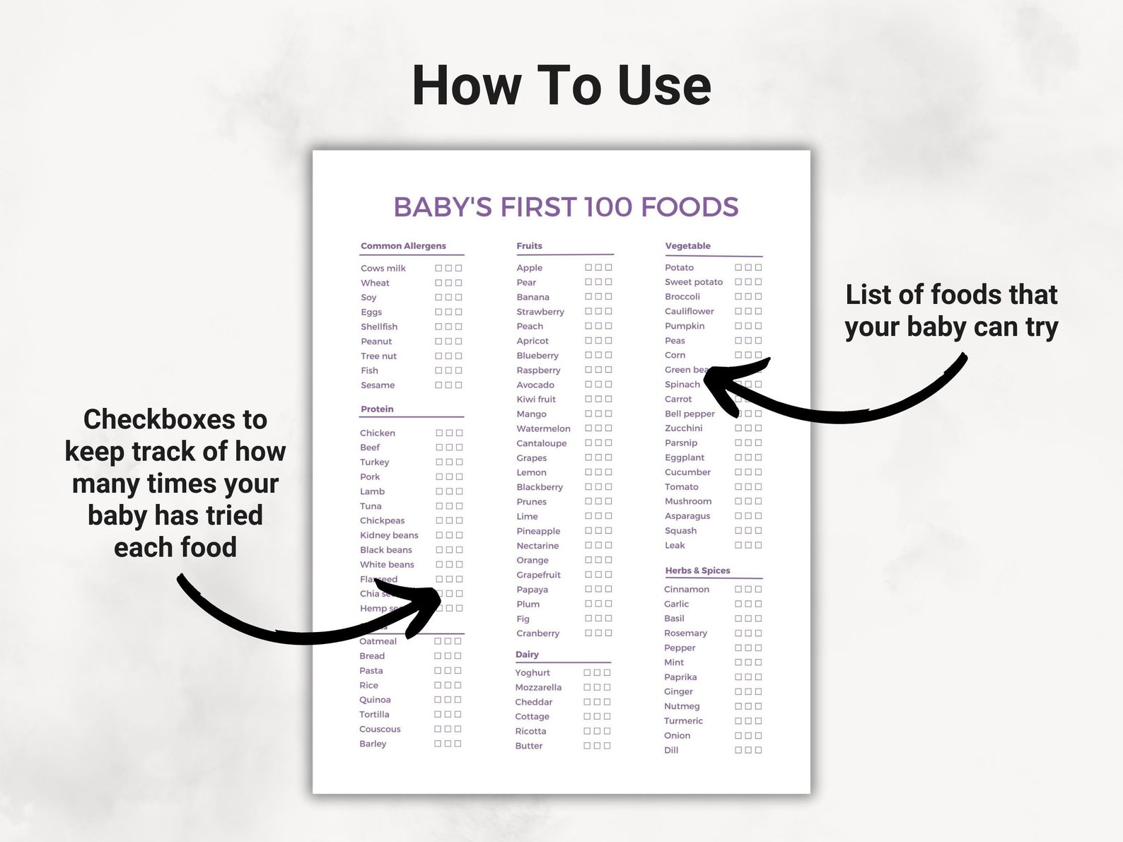 Baby Food Tracker Printable Baby s First Food Checklist Solids Tracker Baby Food Log Babies