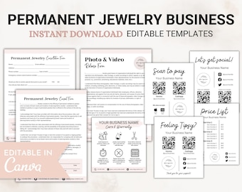 Permanent Jewelry Business Starter Kit Permanent Jewelry Warranty Care Card Permanent Jewelry Consent Form Permanent Jewelry Canva Template