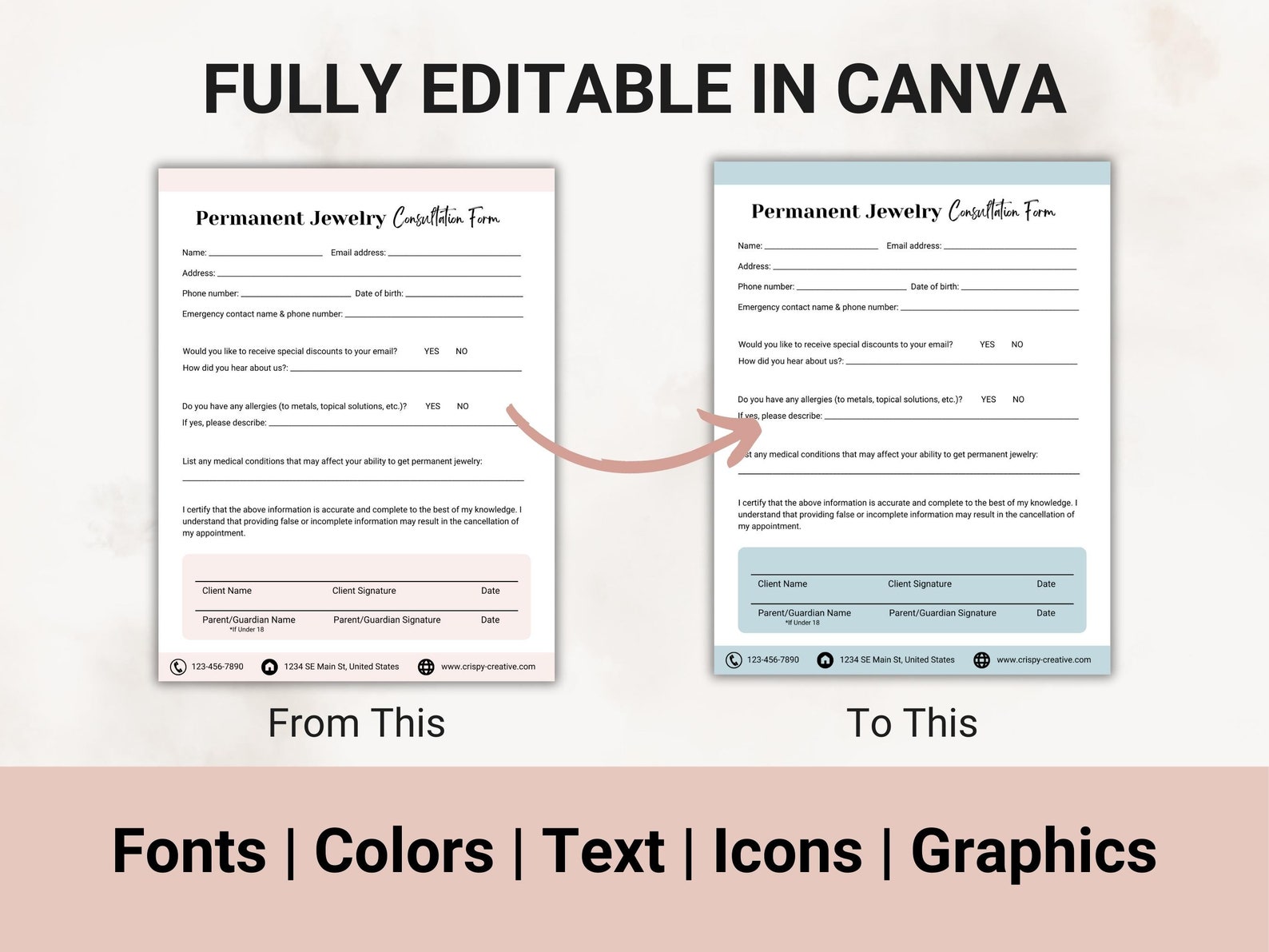 Permanent Jewelry Business Bundle, Permanent Jewelry Liability Waiver, Permanent Jewelry Consent