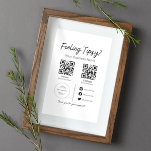 Printable Virtual Tip Jar, Venmo Payment Sign, Cashapp QR Code Sign Template, Editable Tips Accepted Sign Canva Template, Instant Download