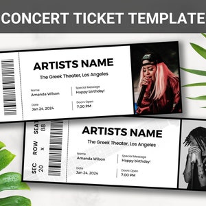 Editable Concert Ticket Template, DIY Event Ticket, Custom Concert Ticket Gift, Surprise Printable Concert Tickets Gift Idea, Canva Template