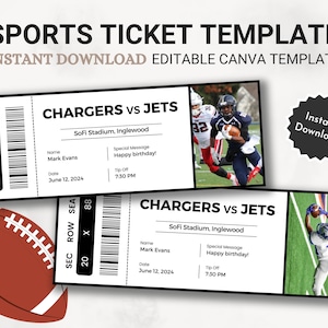 Bearbeitbare Sportticket-Vorlage, DIY Sportticket, benutzerdefiniertes Sportticket-Geschenk, druckbare Überraschungs-Sportticket-Geschenkidee, Canva-Vorlage