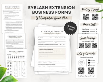 Paquete de formularios de extensión de pestañas, formularios de consentimiento de pestañas editables, consulta técnica de pestañas, formularios de pestañas, formularios de esteticista, plantillas de Canva empresarial