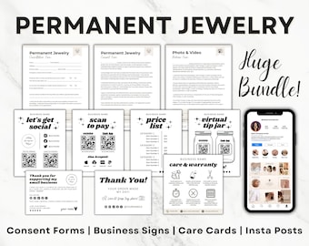 Permanent Jewelry Business Kit Bundle, Permanent Jewelry Consent Forms, Permanent Jewelry Tools, Permanent Jewelry Instagram Post Templates