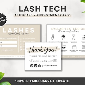 Lash Aftercare Card Template, Lash Business Card, Editable Lash Extension Card, Printable Lash Care Card, Eyelash Care Card, Canva Template