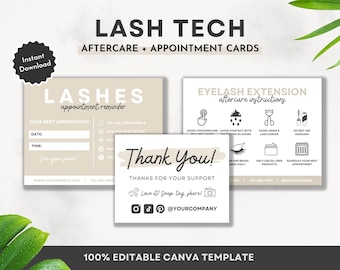 Lash Aftercare Card Template, Lash Business Card, Editable Lash Extension Card, Lash Care Card imprimable, Eyelash Care Card, Canva Template