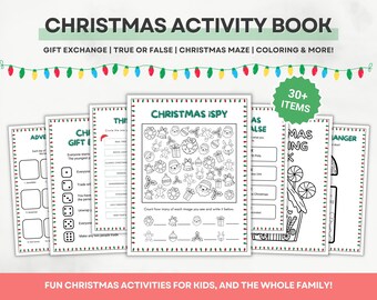 Printable Christmas Game Bundle, For Kids Family Holiday Games, Virtual Party Activities, Friendly Feud Trivia, Children Xmas Activity Book