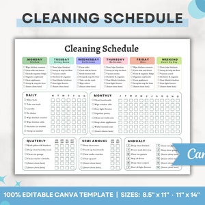 Bearbeitbarer Reinigungsplan Druckbar Wöchentlich Monatlich Jährlich Checkliste ADHS-Reinigungsplaner Hausarbeitsliste Reinigung Canva-Vorlage