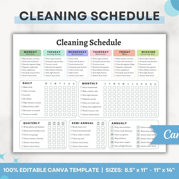 Weekly Cleaning Planner Template Etsy Weekly Cleaning Planner Template Etsy