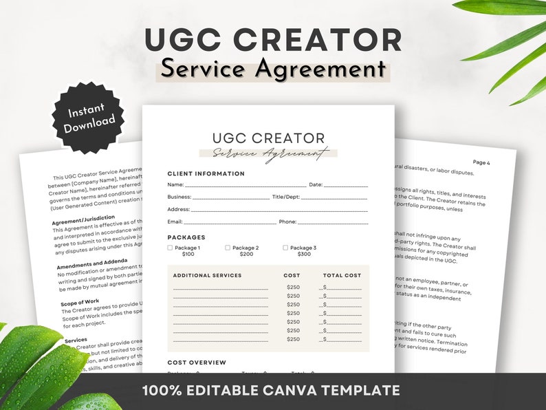 UGC Creator Contract Template UGC Template Professional UGC Etsy UGC Creator Contract Template UGC Template Professional UGC Etsy