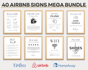 Airbnb Sign Bundle Template Airbnb Signage Signs For Rental Home Wifi Sign Airbnb Welcome Book Check Out List Airbnb Host Simple Signs Canva