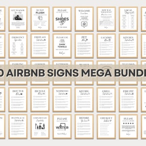 Szablon zestawu znaków Airbnb Znaki Airbnb do wynajmu domu Znak Wi-Fi Airbnb Witamy Zarezerwuj listę do sprawdzenia Gospodarz Airbnb Proste znaki Canva
