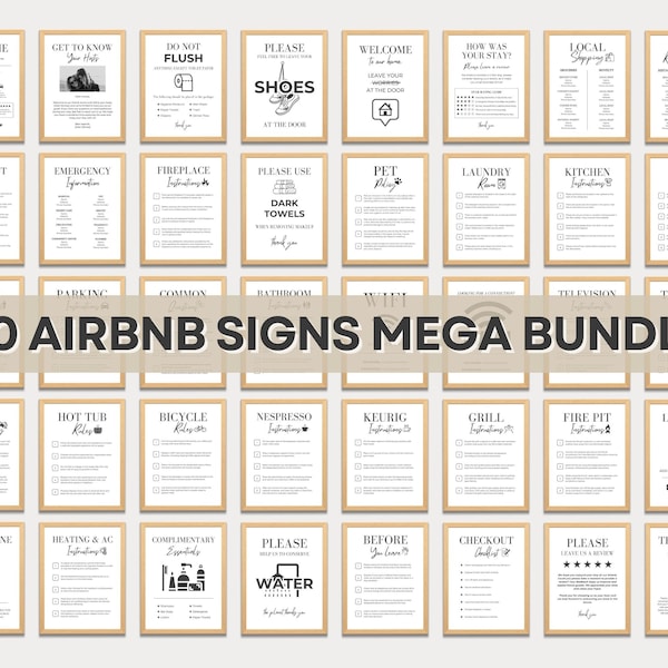 Modèle de bundle de signe Airbnb, signalisation Airbnb, location de vacances VRBO, signe Wifi, livre de bienvenue Airbnb, hôte Airbnb, liste de paiement des invités Airbnb
