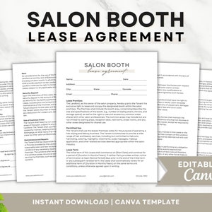Salon Booth Rental Contract, Professional Booth Lease Agreement, Salon Station Contract, Spa Rental, Salon Chair Rental, Stylist Lease Canva