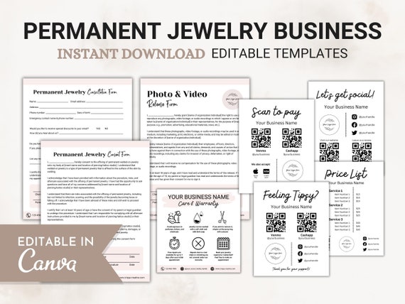 Permanent Jewelry Business Starter Kit, Permanent Jewelry Consent
