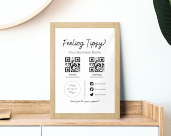 Druckbares virtuelles Trinkgeldglas, Venmo Zahlungszeichen, Cashapp QR Code Zeichen Vorlage, bearbeitbares Trinkgeld Zeichen Canva Vorlage, Sofortiger Download
