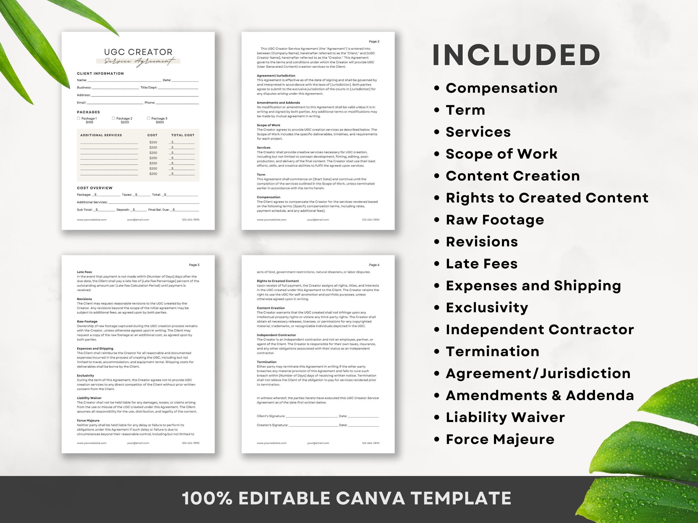 UGC Creator Contract Template UGC Template Professional UGC Etsy UGC Creator Contract Template UGC Template Professional UGC Etsy